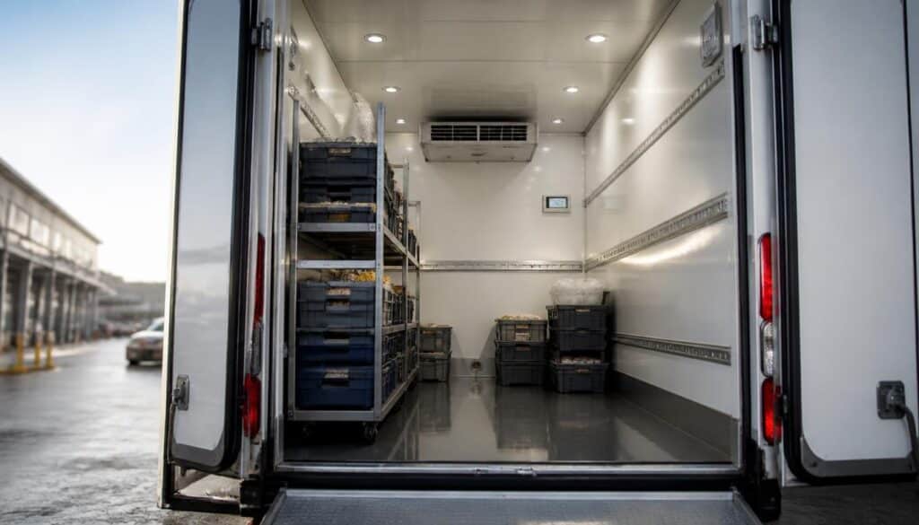 L’intérieur d’un camion frigorifique bien conçu