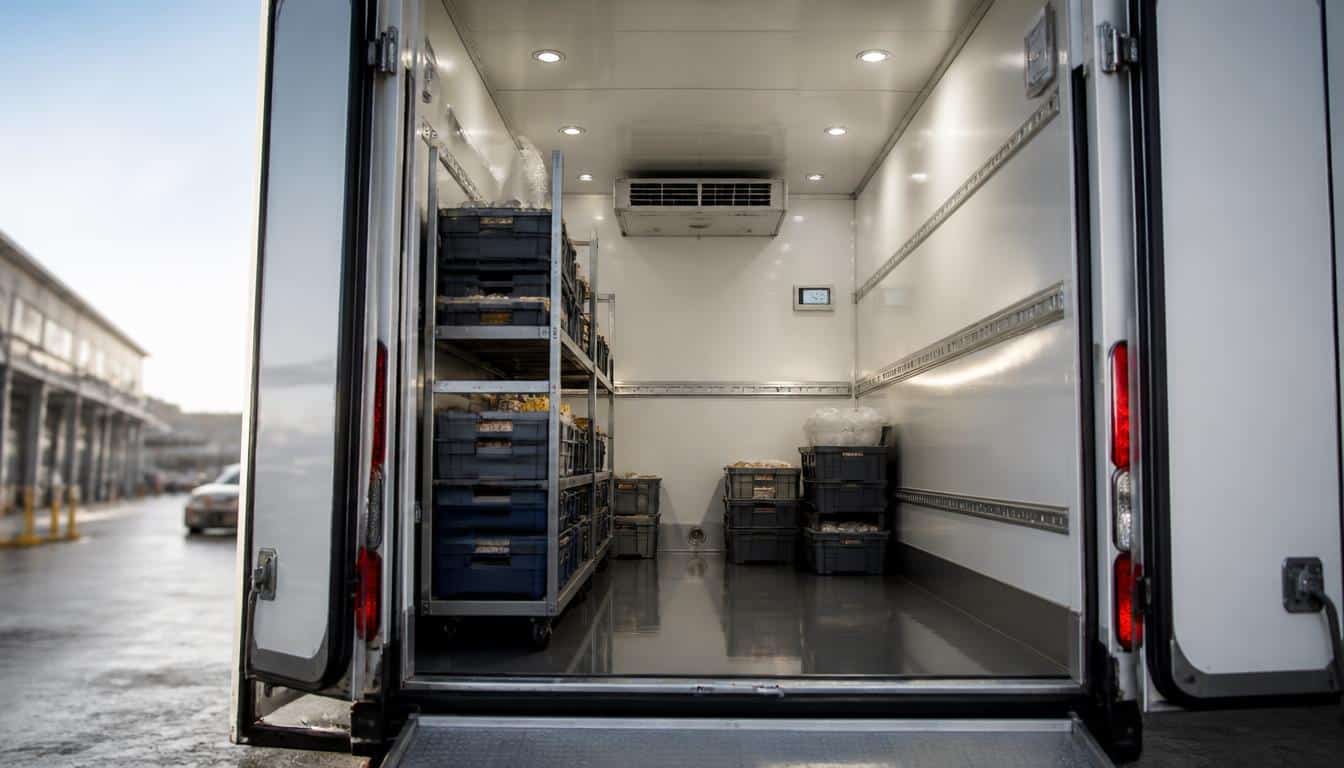 L’intérieur d’un camion frigorifique bien conçu